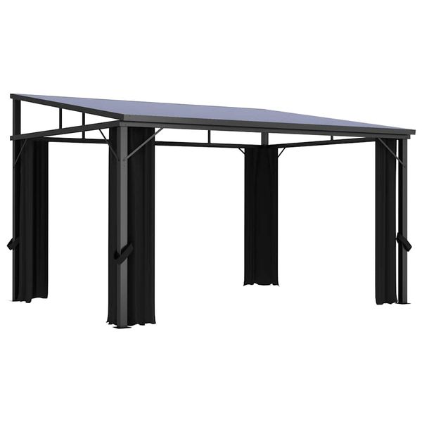 vidaXL Altánok so závesom 405x294x244 cm, antracitový