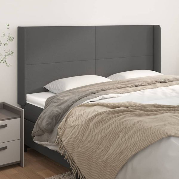 vidaXL Čelo postele so záhybmi sivé 203x16x118/128 cm umelá koža