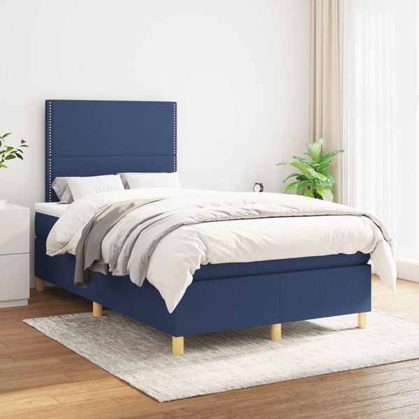 vidaXL Boxspring posteľ s matracom modrá 120x200 cm látka