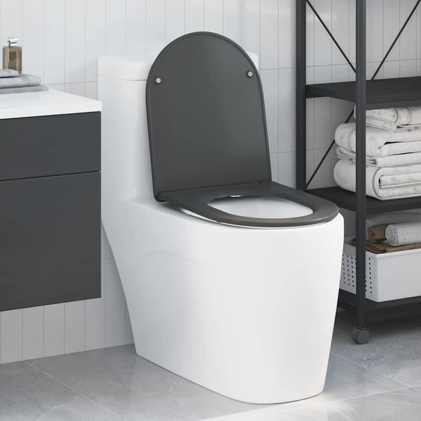 vidaXL WC sedadlo Antracit 47 x 36 x 3,4 cm Duroplast
