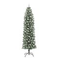 vidaXL Umelý chudý vianočný strom Zelená a biela 240 cm