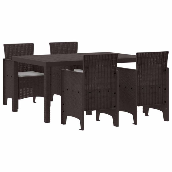 vidaXL Záhradný jedálenský set 5 pcs Hnedá Polt ratan