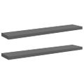 vidaXL Plávajúce nástenné police 2 ks, lesklé sivé 120x23,5x3,8cm, MDF