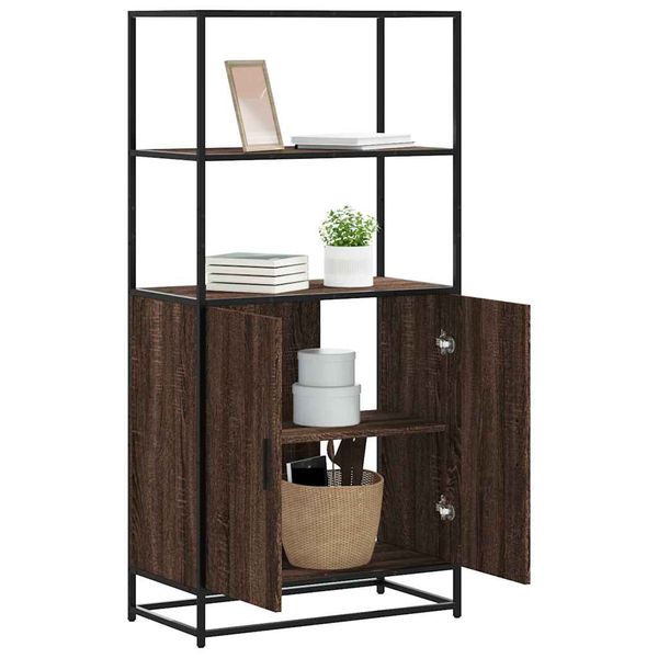 vidaXL Vysoká skrinka hnedý dub 68x35x139 cm kompozitné drevo+kov