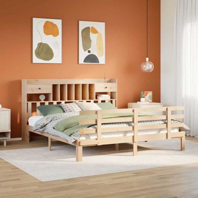 vidaXL Posteľ s knižnicou bez matraca 180x200 cm borovicový masív