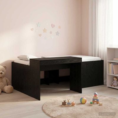 vidaXL Detská vysoká posteľ s pultom Čierna 75 x 190 cm