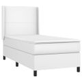 vidaXL Boxspring posteľ s matracom a LED biela 90x190 cm umelá koža