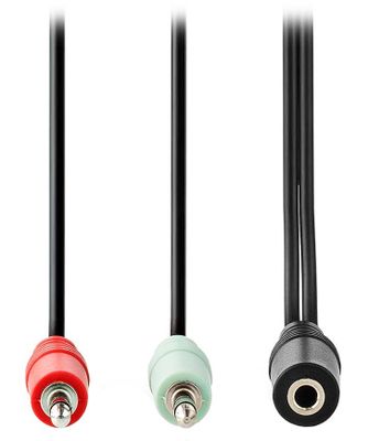 NEDIS redukce pro headsety/ 2x zástrčka 3,5mm jack - zásuvka 3,5 mm jack/ černá/ box/ 12cm Redukce, 2× zástrcka 3,5mm jack - zásuvka 3,5mm jack, pro headsety, 12cm, cerná