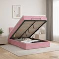 vidaXL Ottoman posteľ s matracom a LED Ružová 120 x 190 cm Zamat