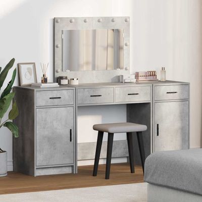 vidaXL Toaletný stolík so zásuvkou 3 pcs Sivá Kompozitné drevo