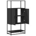 vidaXL Vysoká skrinka čierna 68x35x139 cm kompozitné drevo+kov