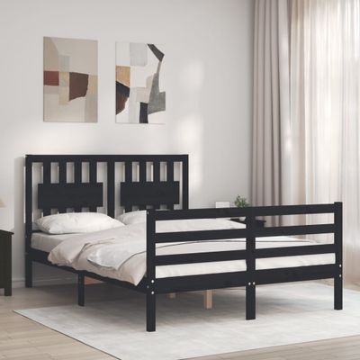 vidaXL Posteľný rám s čelom čierny 140x200 cm masívne drevo