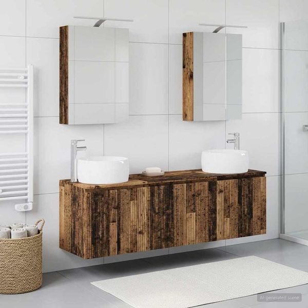 vidaXL Set kabinetov do kúpeľne 5 pcs Staré drevo Kompozitné drevo