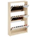 vidaXL Botník s 3 zrkadlovými skrinkami, dubový, 63x17x102,5 cm