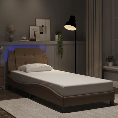 vidaXL Rám postele s LED bez matraca, Zadar, kapučínový 100x200 cm
