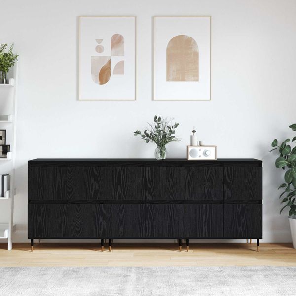 vidaXL Úložná skrinka 3 pcs Čierny dub 60 x 35 x 70 cm