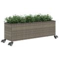 vidaXL Kvetináč s kolieskami 3 nádoby sivý 107x32x38 cm polyratan
