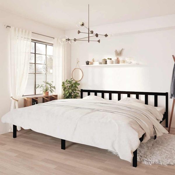 vidaXL Posteľný rám čierny borovicový masív 200x200 cm