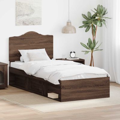 vidaXL Rám postele Hnedý dub 90 x 190 cm Masívne borovicové drevo