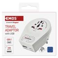 Cestovný univerzálny adaptér EMOS P0055U pre cudzincov do strednej Európy, 1×USB-C, 1×USB-A