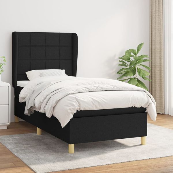 vidaXL Boxspring posteľ s matracom čierna 100x200 cm látka