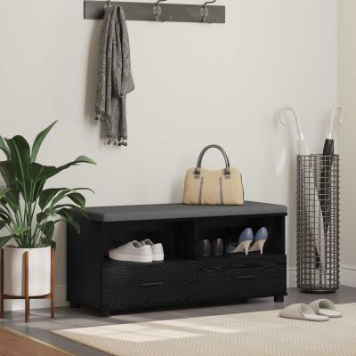 vidaXL Predsieňová lavica s vankúšom Čierny Dub 100 x 38 x 46 cm