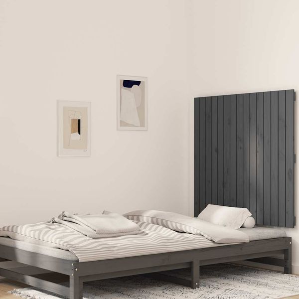 vidaXL Nástenné čelo postele sivé 95,5x3x90 cm masívna borovica