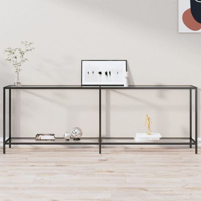vidaXL Konzolový stolík priehľadný 220x35x75,5 cm tvrdené sklo