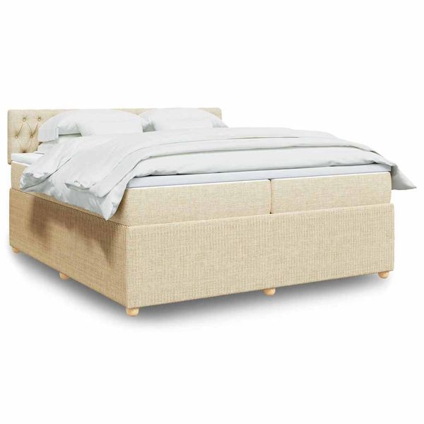 vidaXL Boxspring posteľ s matracom krémová 200x200 cm látka