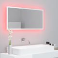 vidaXL LED kúpeľňové zrkadlo lesklé biele 90x8,5x37 cm akryl