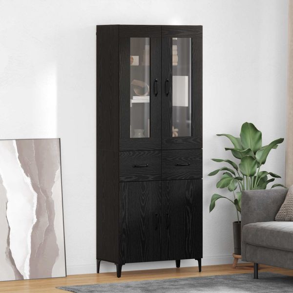 vidaXL Highboard Čierny dub 69,5 x 34 x 180 cm Kompozitné drevo