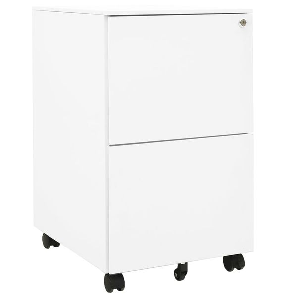 vidaXL Mobilná kartotéka biela 39x45x67 cm oceľ