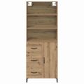 vidaXL Highboard Remeselný dub 69,5 x 34 x 180 cm Kompozitné drevo