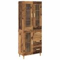 vidaXL Highboard Staré drevo 69,5 x 34 x 180 cm Kompozitné drevo