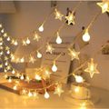 LED GIRLANDA 6M (40 LED žiaroviek) USB HVIEZDY + GUĽKY TEPLÁ BIELA