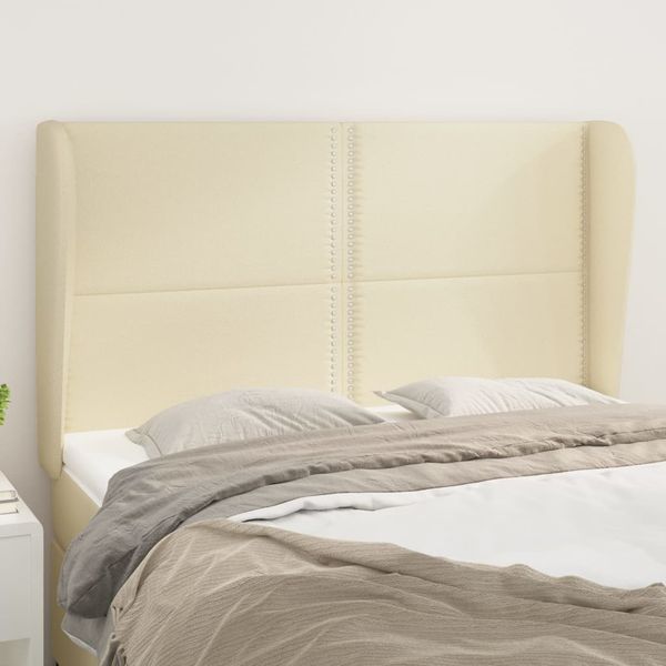 vidaXL Čelo postele so záhybmi krémový 147x23x118/128 cm umelá koža