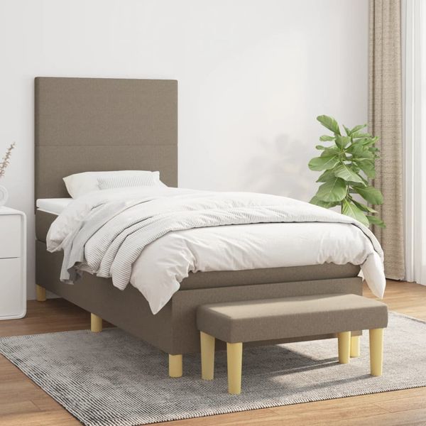 vidaXL Posteľný rám boxsping s matracom sivohnedý 90x200 cm látka