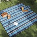 vidaXL Pikniková deka skladacia modrá a biela pruhy 200x200 cm zamat