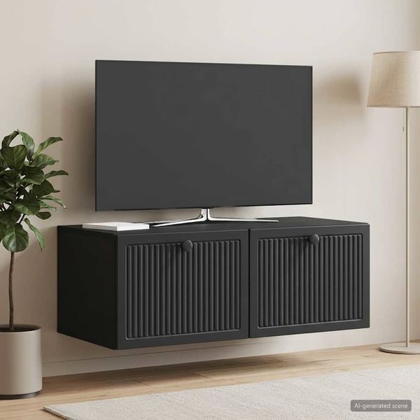 vidaXL Nástenná TV skrinka Čierna 78,5 x 41 x 30 cm Kompozitné drevo