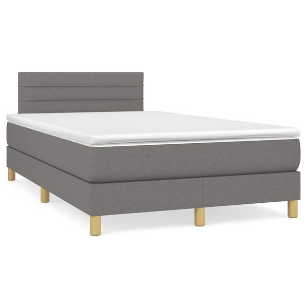 vidaXL Boxspring posteľ s matracom a LED, tmavosivá 120x190 cm, látka