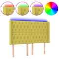 vidaXL Čelo postele s LED zelené 163x16x118/128 cm látka