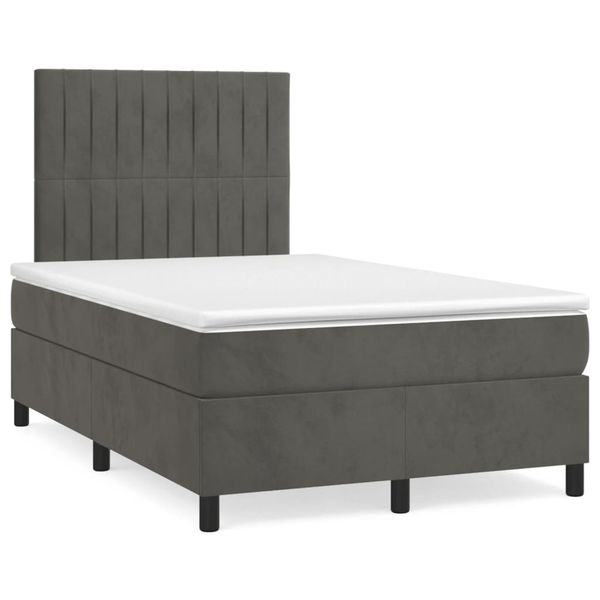 vidaXL Boxspring posteľ s matracom, tmavosivá 120x190 cm, zamat