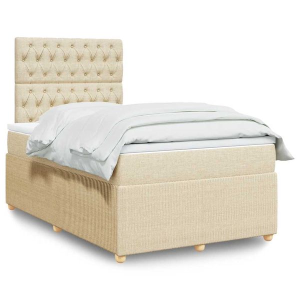 vidaXL Boxspring posteľ s matracom krémová 120x190 cm látka