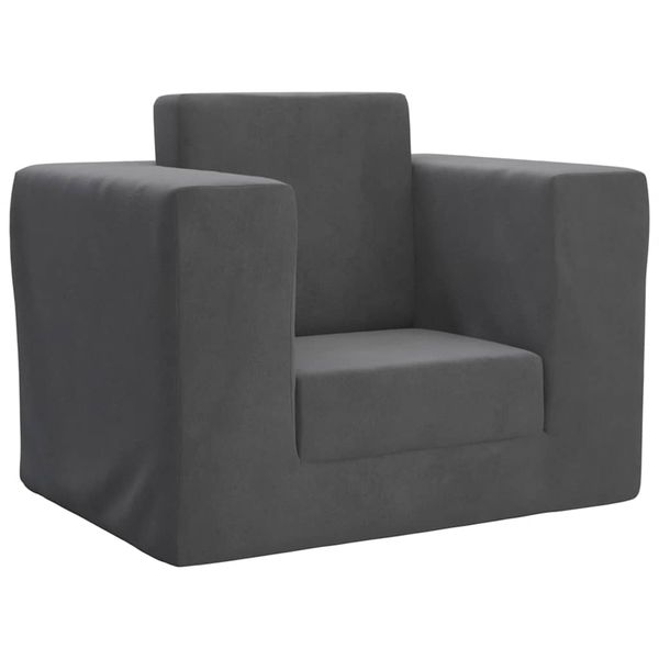 vidaXL Detská rozkladacia pohovka, antracitová, mäkký plyš