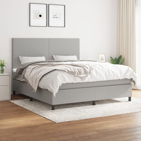 vidaXL Boxspring posteľ s matracom bledosivá 180x200 cm látka