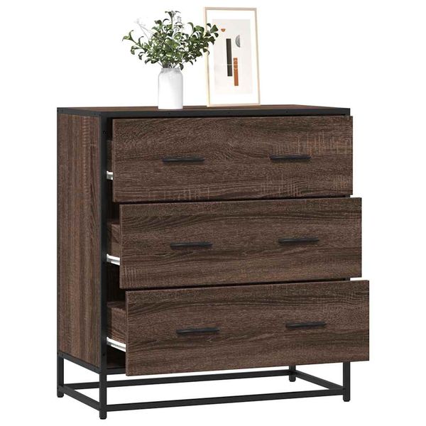 vidaXL Komoda hnedý dub 68x35x76 cm kompozitné drevo a kov