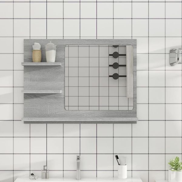 vidaXL Kúpeľňové zrkadlo sivý dub sonoma 60x10,5x45cm spracované drevo