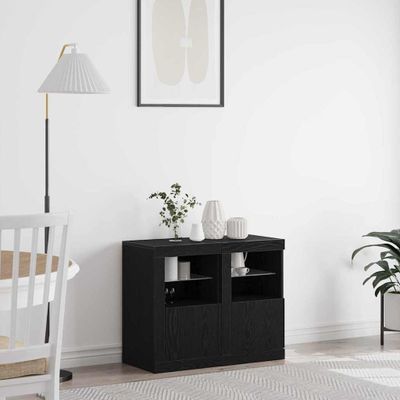 vidaXL LED komoda 2 pcs Čierny dub 41 x 37 x 67 cm Kompozitné drevo