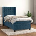 vidaXL Posteľný rám boxsping s matracom tmavomodrý 90x190 cm zamat