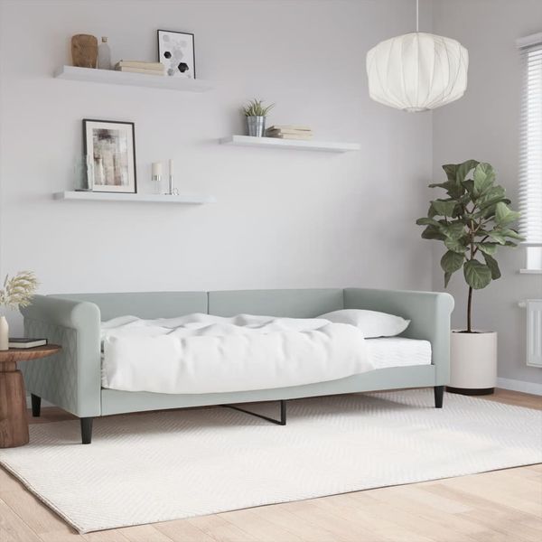 vidaXL Denná posteľ s matracom bledosivá 90x200 cm zamat